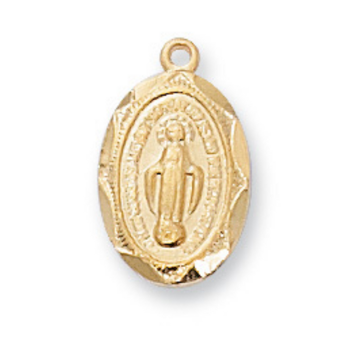 Gold Plated Sterling Silver Baby Miraculous Medal w/ 13" Chain