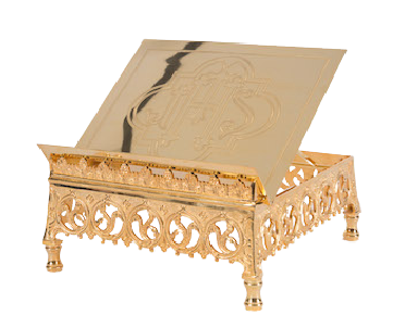 Gold Plated Traditional French Gothic Roman Missal Stand Traditional French Gothic Roman Missal, Sacramentary, Bible Stand in 24Kt. Gold plated Finish