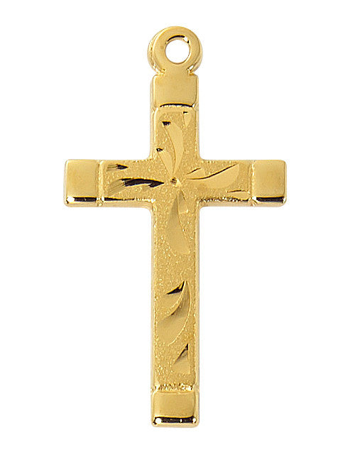 Gold on Sterling Silver Engraved Cross