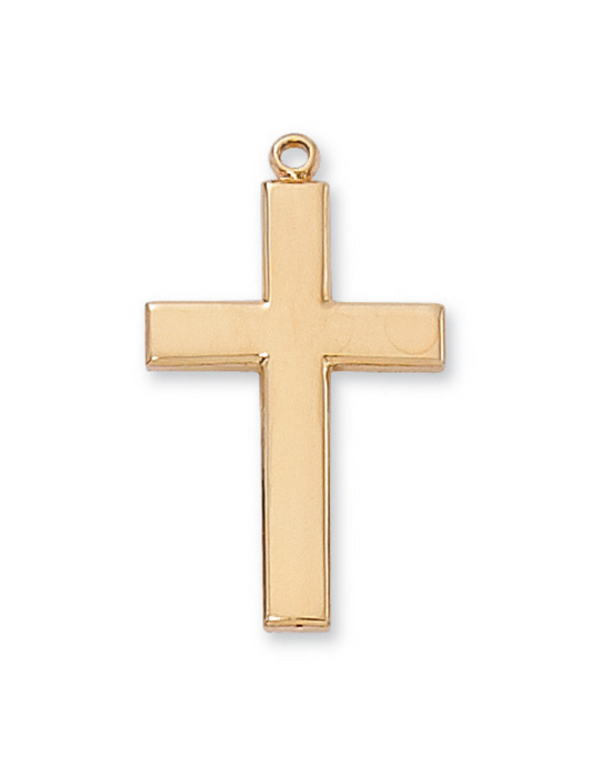 Gold over Sterling Silver Cross w/ 24" Gold Plated Chain