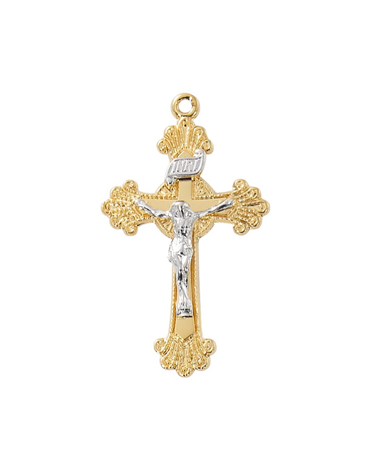 Gold over Sterling Silver Crucifix with 18" Gold Plated Chain Crucifix Crucifix Symbolism Catholic Crucifix items