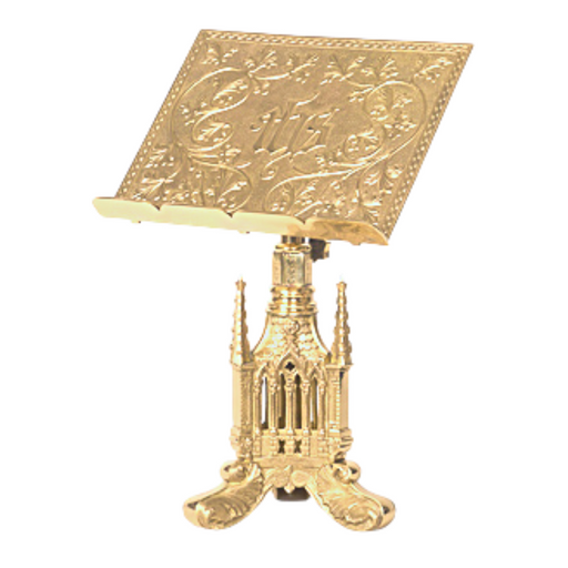 Gothic Style Missal Bible Sacramentary Stand in Solid Brass Polished Brass and Lacquered Missal Stand- Adjustable height Book Rest.