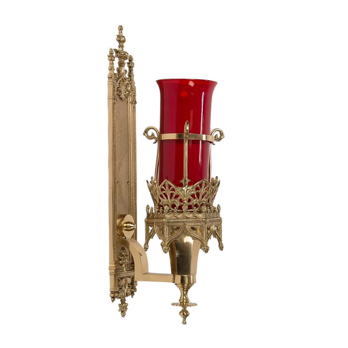 Gothic Style Solid Brass Wall Hung Sanctuary Lamp