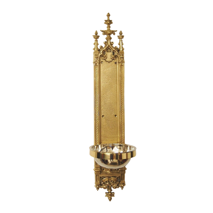 Gothic Wall Hung Solid Brass Holy Water Font