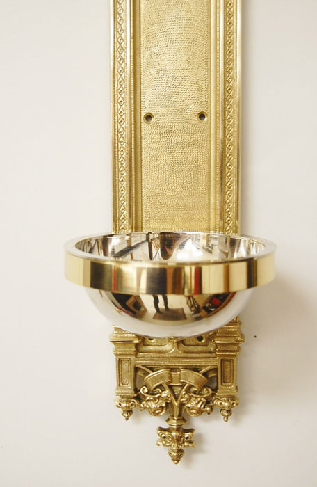 Gothic Wall Hung Solid Brass Holy Water Font