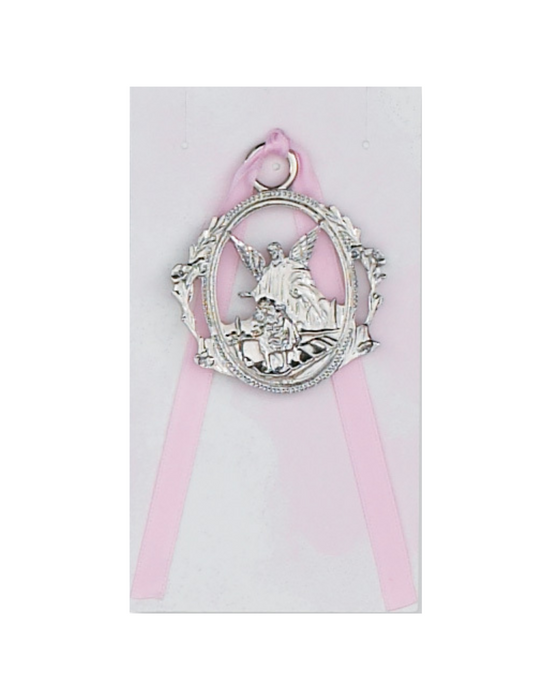 Guardian Angel Crib Medal - Pink