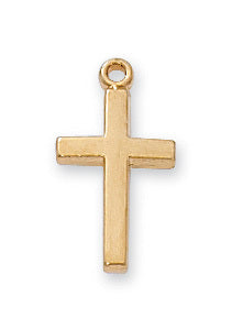 Cross in Gold Over Sterling Silver with 16" Gold Plated Chain