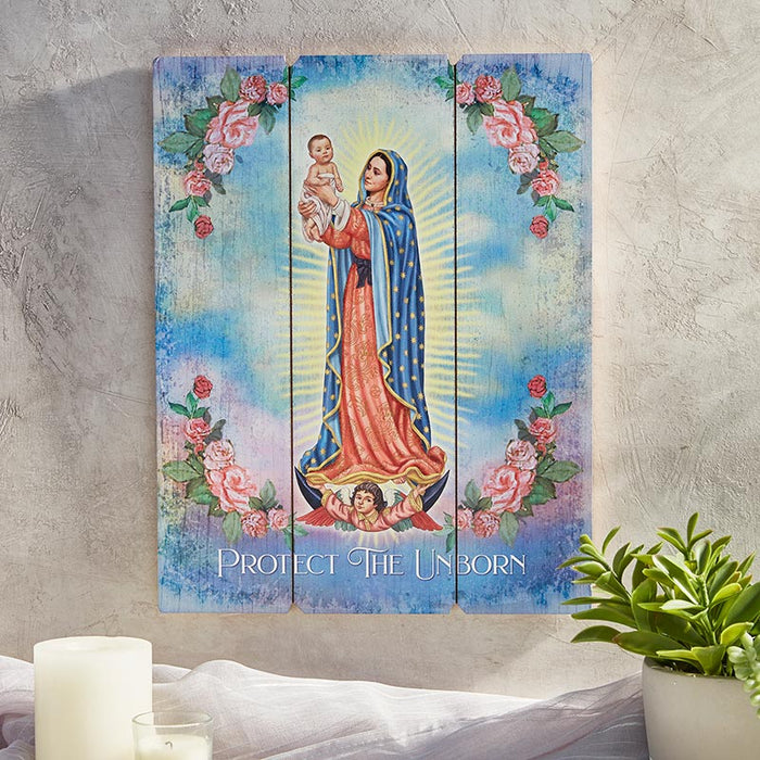 15" H Our Lady Of Guadalupe Wood Pallet Sign