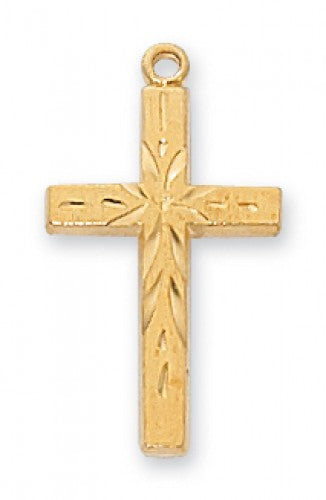 Cross in Gold Over Sterling Silver with 18" Gold Plated Chain