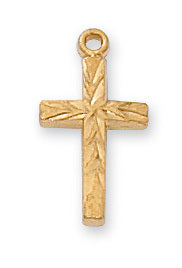 Cross in Gold Over Sterling Silver with 16" Gold Plated Chain