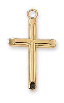 Cross in Gold Over Sterling Silver with 18" Gold Plated Chain