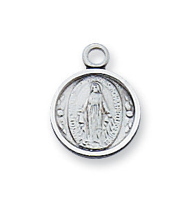 Miraculous Medal Sterling Silver with 16" Rhodium Plated Chain