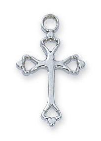 Cross in Sterling Silver with 16" Rhodium Plated Chain