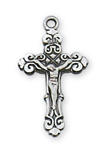 Crucifix Sterling Silver with 16" Rhodium Plated Chain