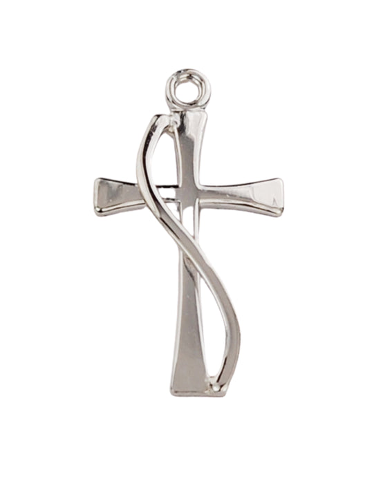 Cross in Sterling Silver with 18" Rhodium Plated Chain