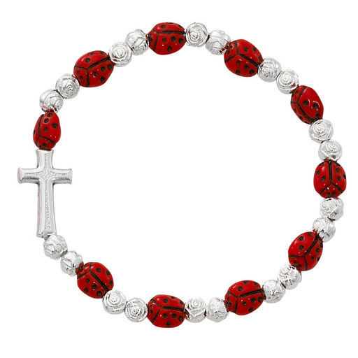 Ladybug Cross Stretch Youth Bracelet Catholic Gifts Catholic Presents Gifts for all occasion