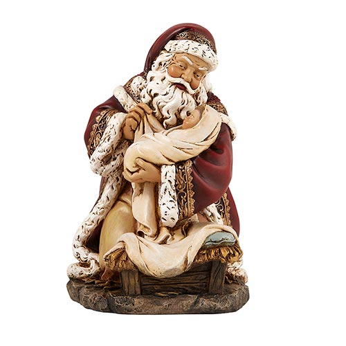 4.5" Ornament Santa Adoring Baby Jesus Christmas Gift Christmas Season Decor Christmas Celebration Christmas Symbols