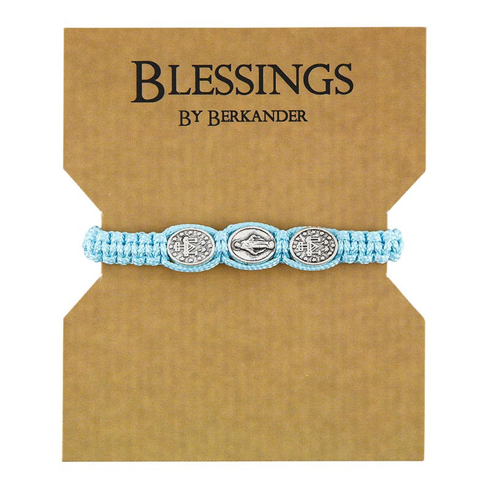 Miraculous Medal Blue Adjustable Bracelet - 6 Pieces Per Package