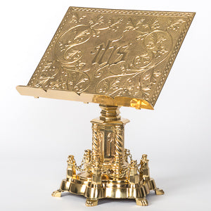 Monument Missal Bible Sacramentary Stand in Solid Brass Polished Brass and Lacquered Missal Stand- Adjustable height Book Rest.