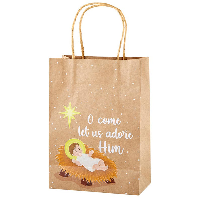 O Come Let Us Adore Him - Nativity Kraft Bag