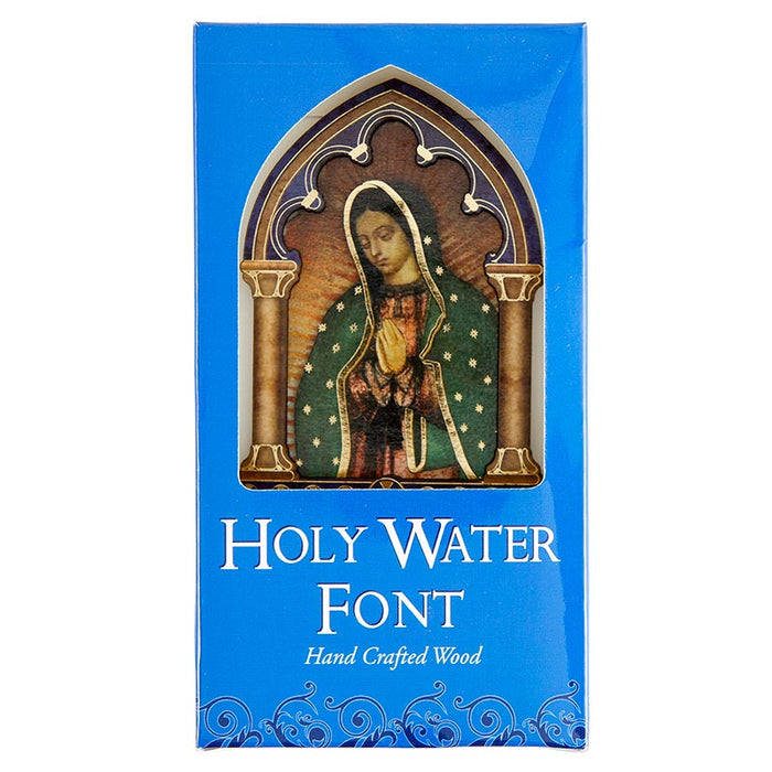 Our Lady Of Guadalupe Lasered Wood Holy Water Font - 4 Pieces Per Package Our Lady Of Guadalupe Lasered Wood Holy Water Font Lasered Wood Holy Water Font - Our Lady Of Guadalupe