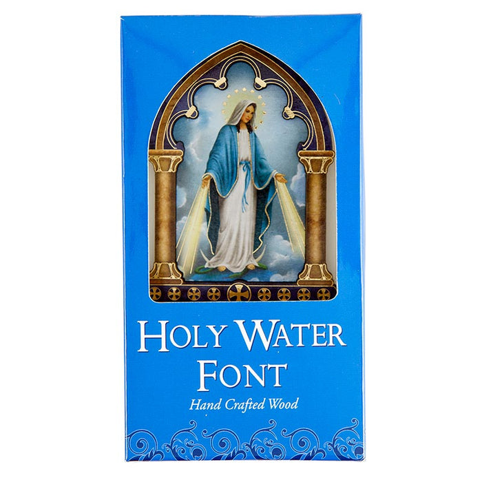 Our Lady of Grace Lasered Wood Holy Water Font Our Lady of Grace Lasered Wood Holy Water Font - 4 Pieces Per Package Lasered Wood Holy Water Font - Lady Of Grace