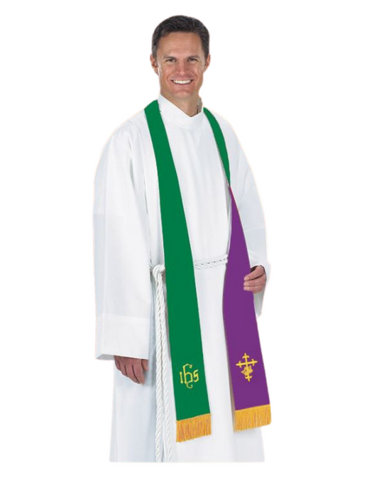 90" L Reversible Stole - Purple & Green pentecost symbols pentecost symbolism pentecost items