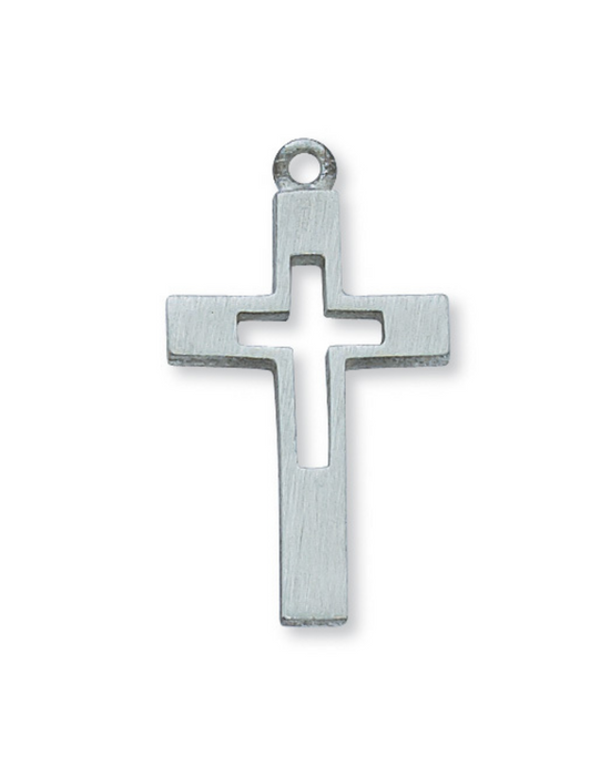 Pewter Cut Out Cross w/ 18" Silver Tone Chain