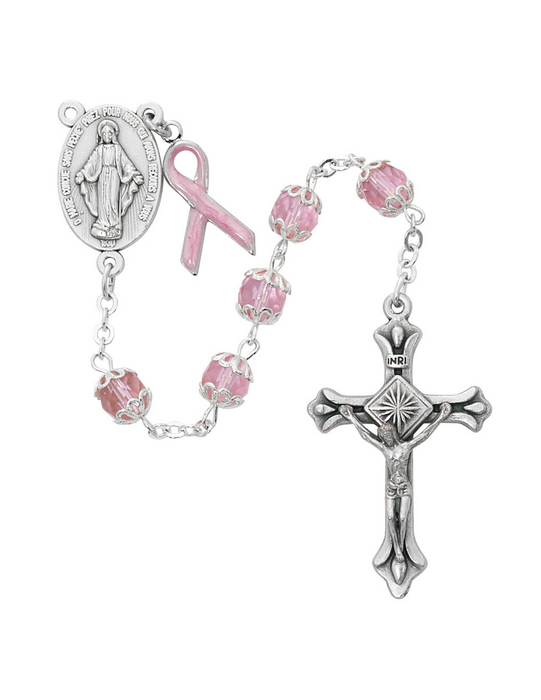 Pink Bead Miraculous Medal Cancer Rosary