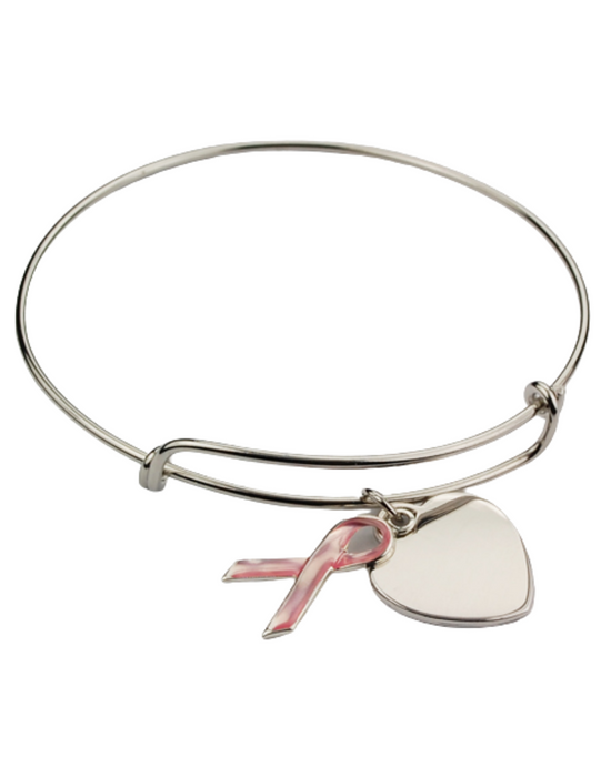 Pink Breast Cancer Bangle Bracelet