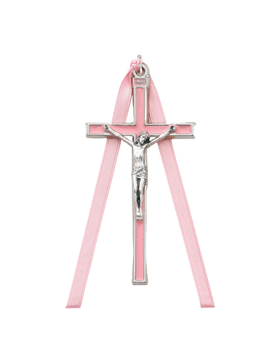 Pink Enamel Crib Crucifix baptismal gift baptismal present baby shower gift gift ideas