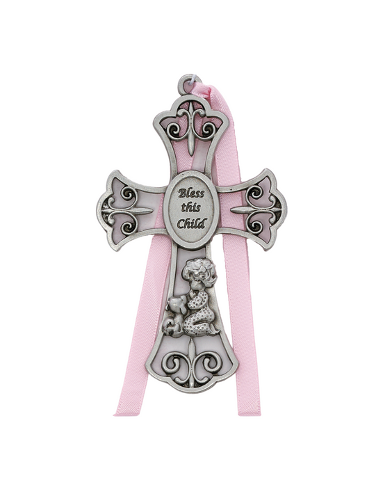 Pink Praying Girl Crib Cross baptismal gift baptismal present baby shower gift gift ideas