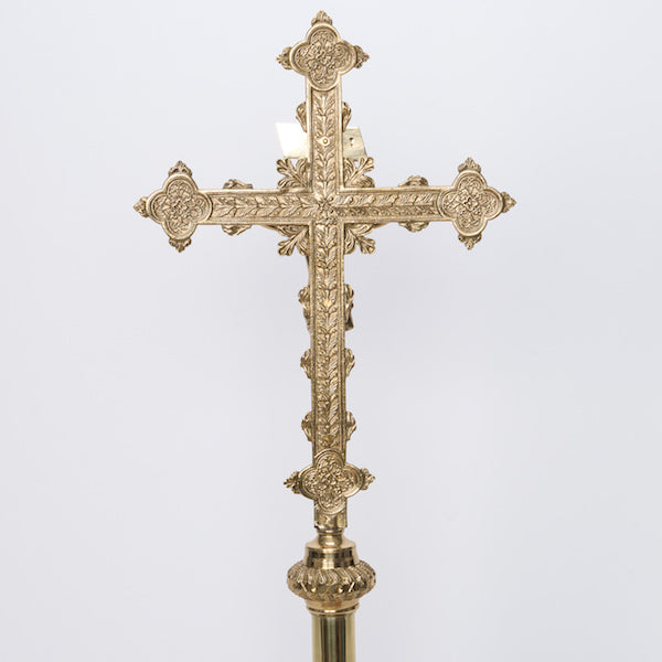 Polished Brass Processional Crucifix