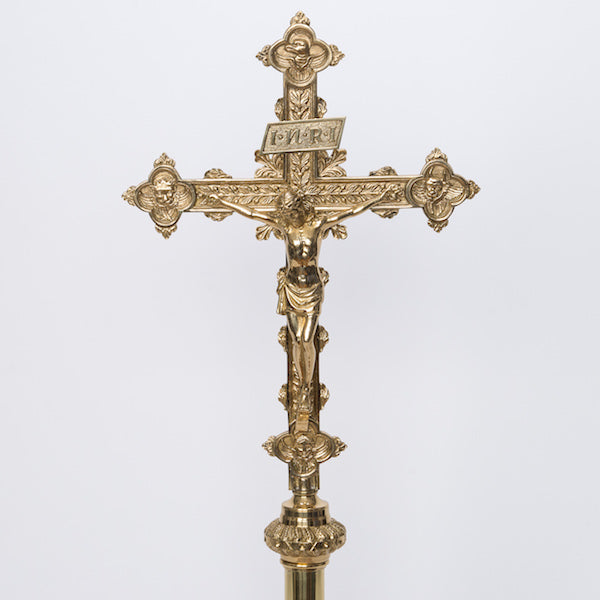 Polished Brass Processional Crucifix