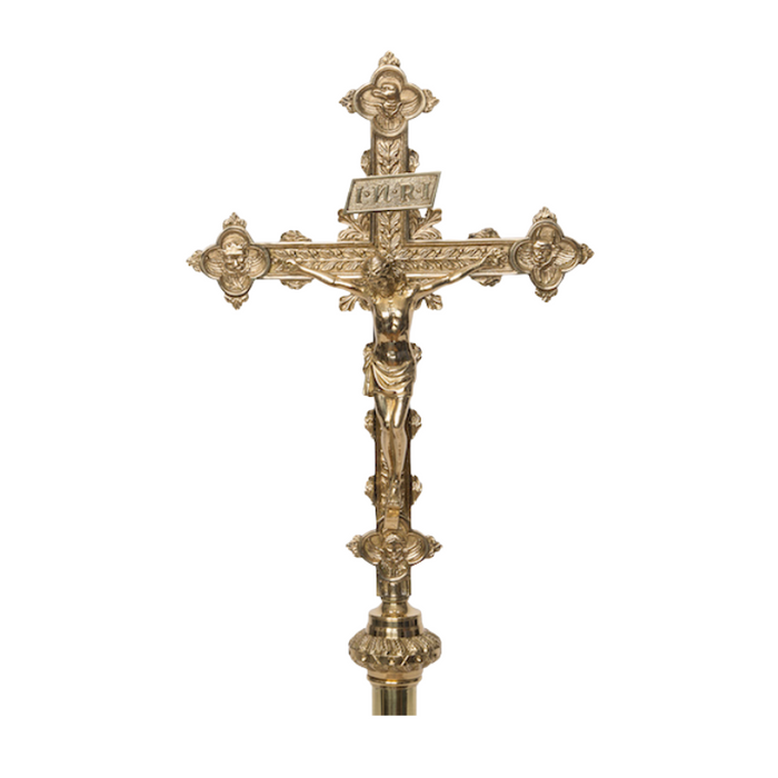 Polished Brass Processional Crucifix