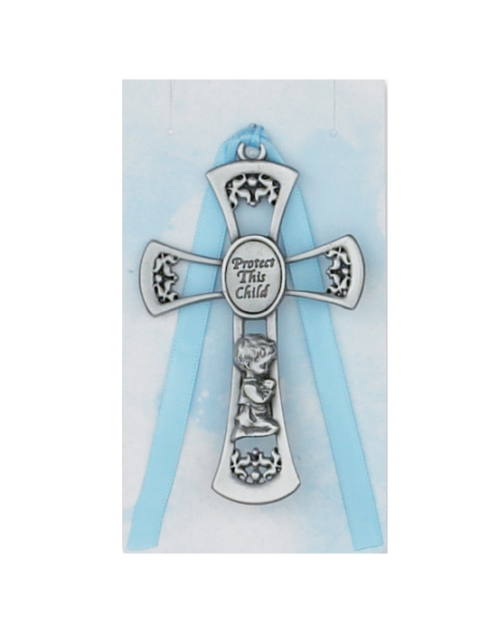 Praying Boy Crib Cross - Blue baptismal gift baptismal present baby shower gift gift ideas