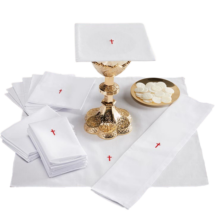 Red Cross Poly Cotton Blend Altar Linen Gift Set