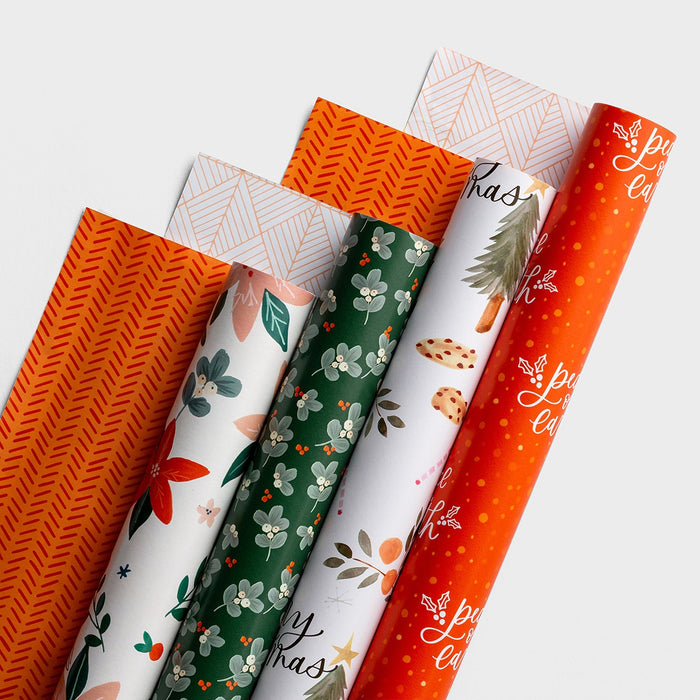 Reversible Christmas Wrapping Paper Bundle -  Studio 71 & Festive Florals