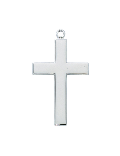 Rhodium Finish Cross w/ 24" Rhodium Chain Cross Necklace Cross for Protection Necklace for Protection Cross Necklaces