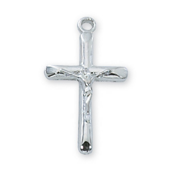 Rhodium Finish Crucifix w/ 18" Rhodium Plated Chain