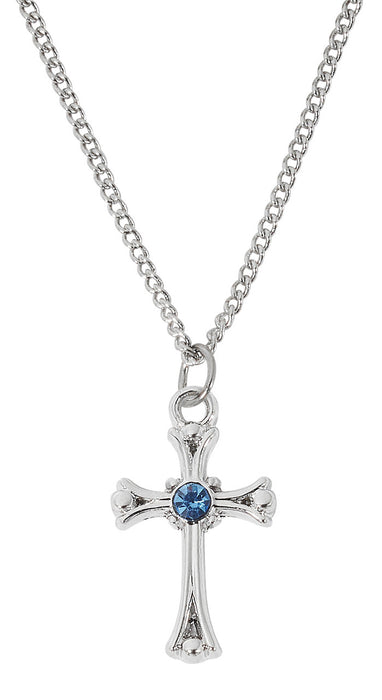 Rhodium Plated Zircon Stone Cross on Adjustable Chain