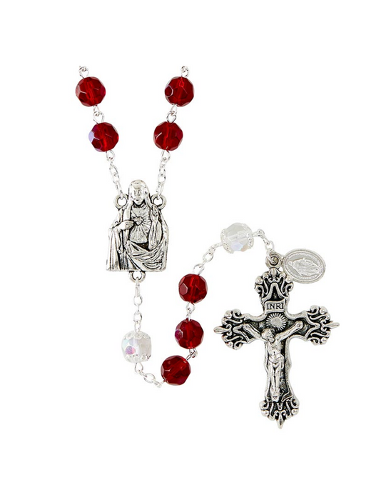 Sacred Heart of Jesus Crystal Bead Rosary