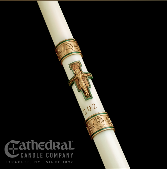 The SCULPT WAX ® Collection Cross of St. Francis Paschal Candle - Cathedral Candle - Beeswax - 18 Sizes