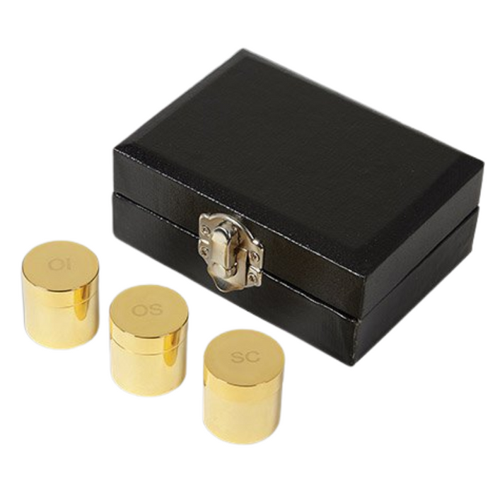 Set of 3 Polished Brass Holy Oil Stock with Case 