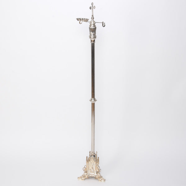 Silver Gothic Traditional Censer Stand Designed with resemblance of Old World Cathedral Architecture Silver plated Traditional Gothic Censer Stand.