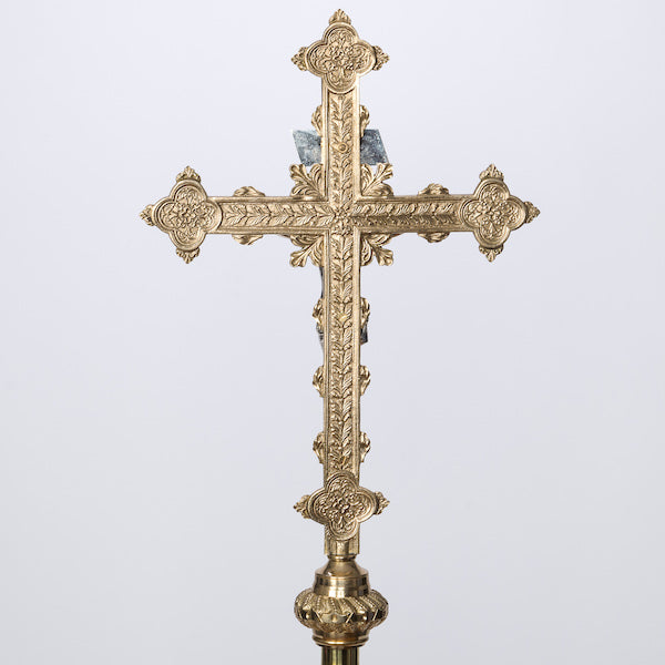 Silver Plated Processional Crucifix Processional cross- no rays silver plated corpus