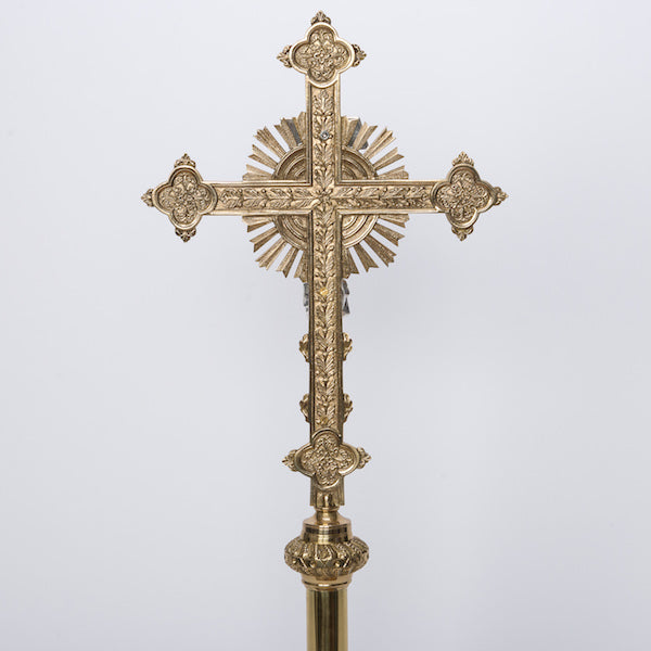 Silver Plated Corpus Processional Crucifix with Rays