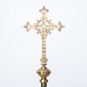 Small Solid Brass Processional Cross Small Processional Cross for child procession. Solid polished brass with Corpus and INRI in silver-plate.