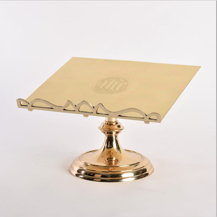 Solid Brass IHS Missal Sacramentary Stand Solid brass missal stand. Fixed height and fixed angle.