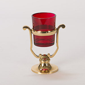 Solid Brass Traditional Votive Glass Holder Traditional Church or Chapel Votive Candle in Solid Brass Polished Brass and Lacquered Votive Candle Stand.